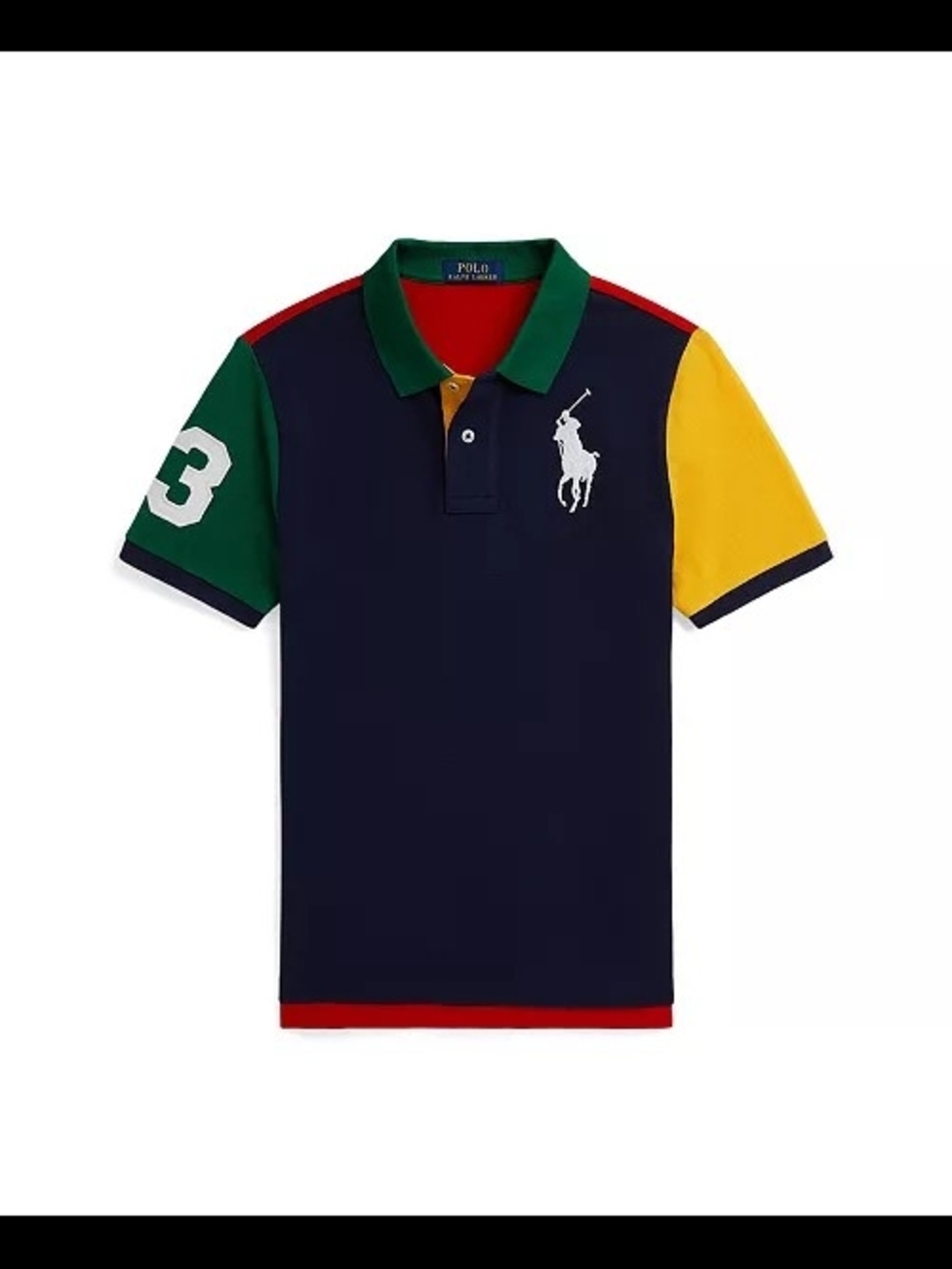 Polo Ralph Lauren Big Pony Color-Blocked Mesh Polo Shirt Refined Navy/Multi XL